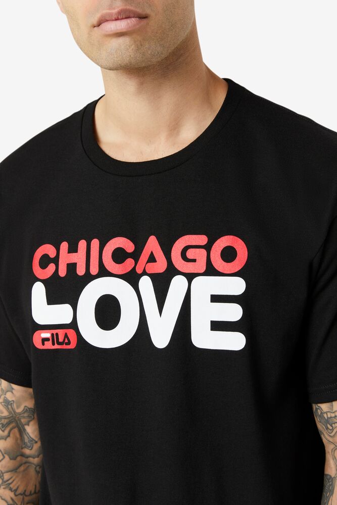 Tops Fila Chicago Love Tee Hombre Negras | 869452KCJ