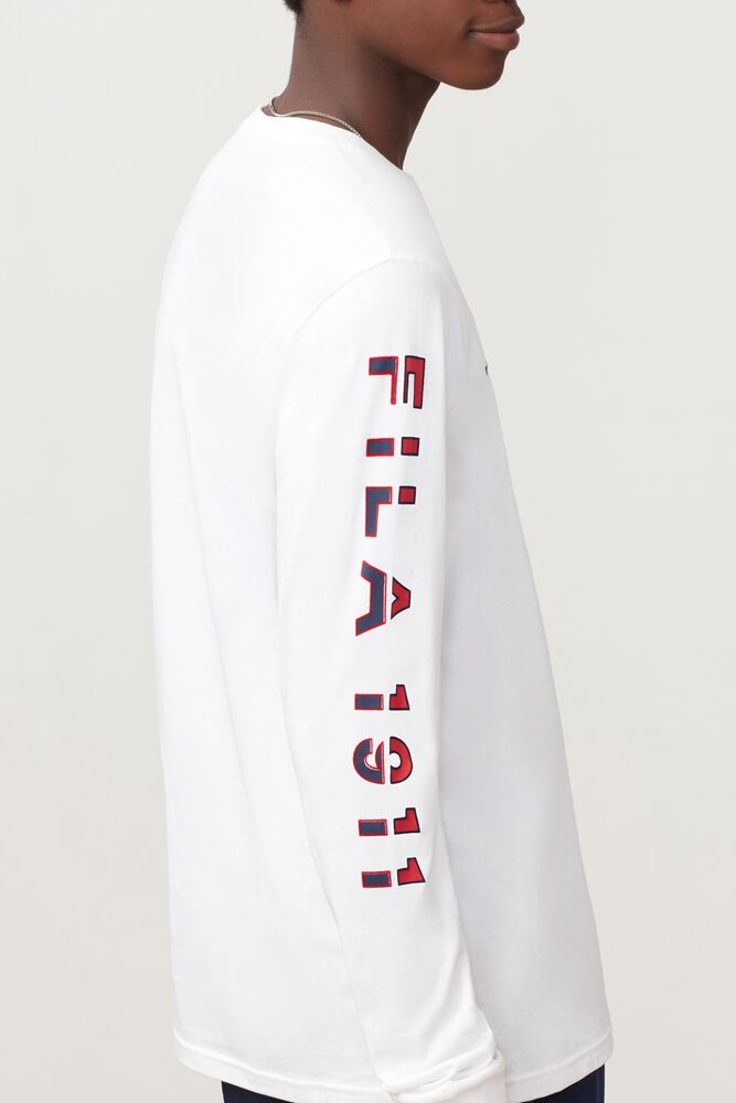 Tops Fila Christophe Long Sleeve Tee Hombre Wht/Peac/Cred | 085769JXH