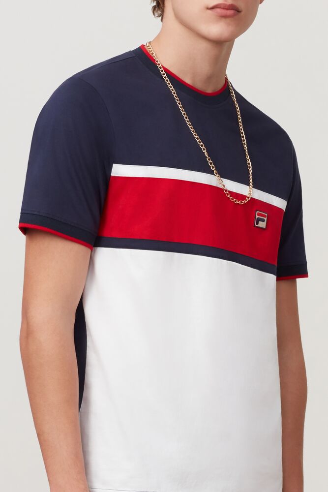 Tops Fila Conte Tee Hombre Wht/Peac/Cred | 643821OLG