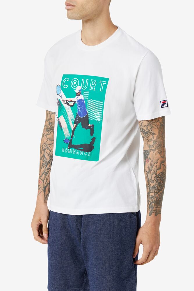 Tops Fila Court Dominance Tee Hombre Blancas Verde | 286419ROH