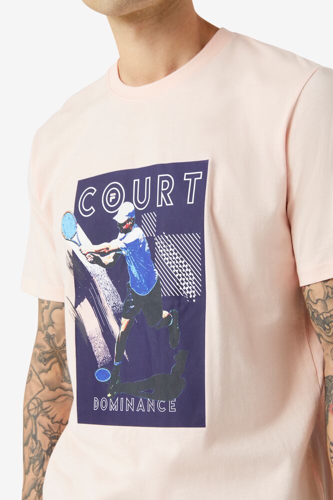 Tops Fila Court Dominance Tee Hombre Rosas | 520164CHD