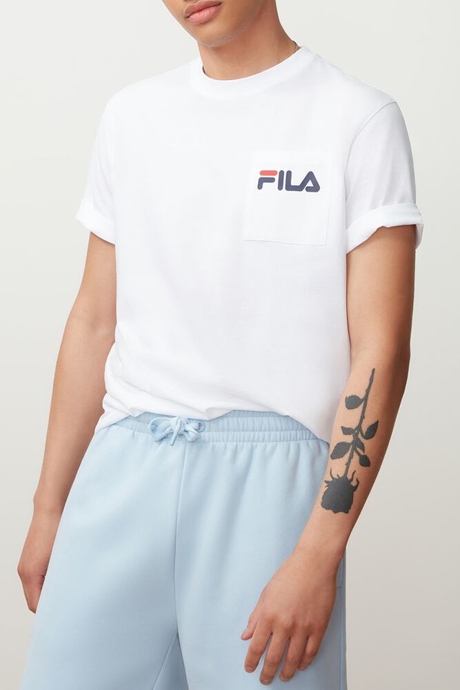 Tops Fila Curtis Pocket Tee Hombre Blancas | 043268IME