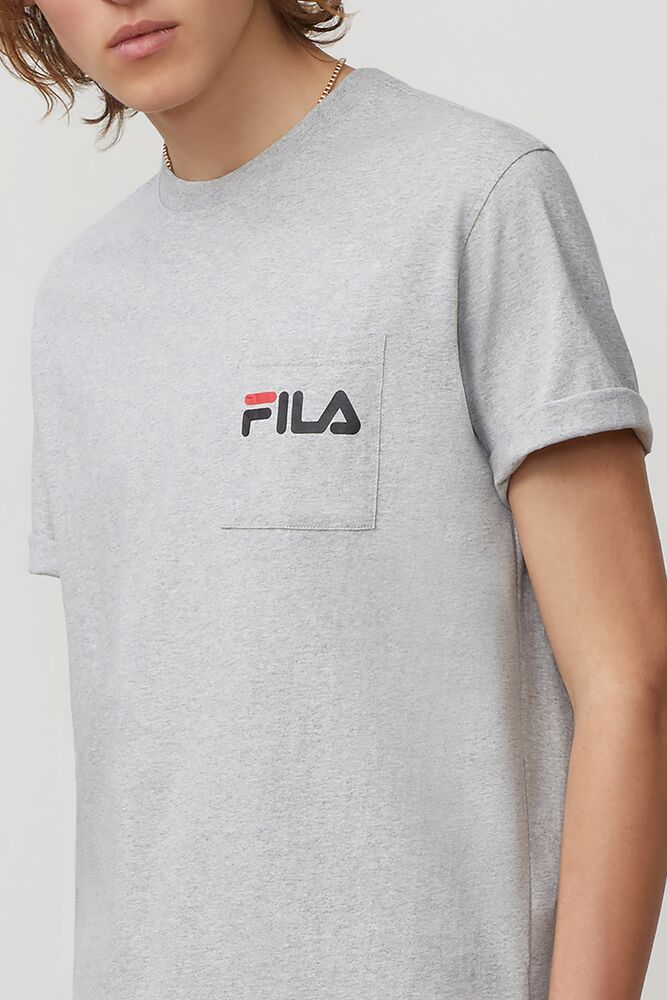 Tops Fila Curtis Pocket Tee Hombre Ltgreymarl | 860932JWH