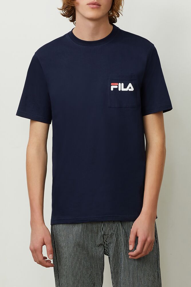 Tops Fila Curtis Pocket Tee Hombre Peacoat | 897215ISW