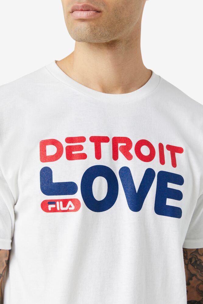 Tops Fila Detroit Love Tee Hombre Blancas | 261038TJA