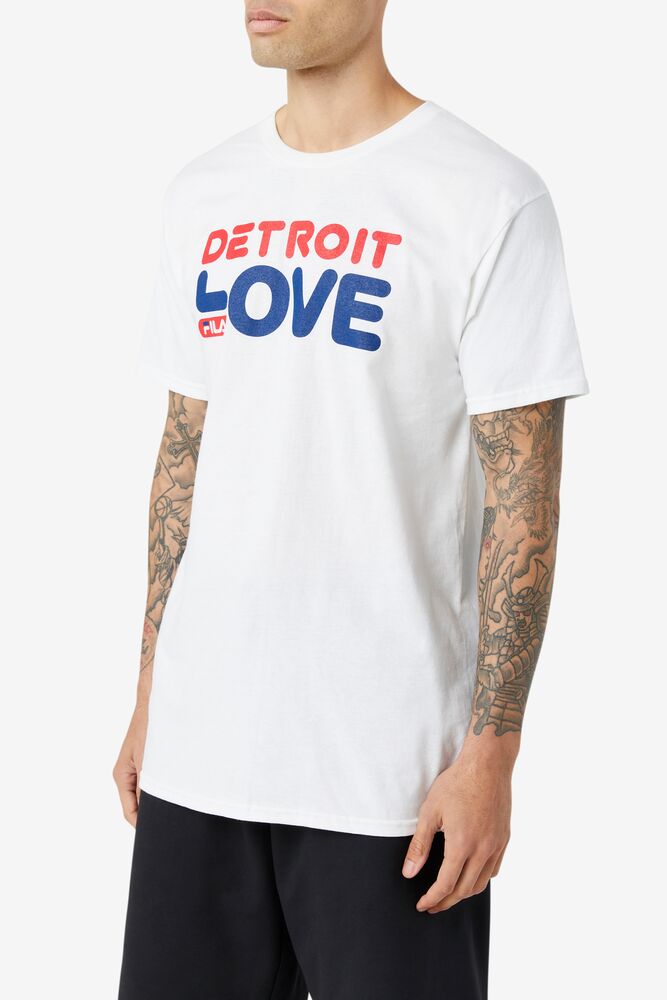 Tops Fila Detroit Love Tee Hombre Blancas | 261038TJA