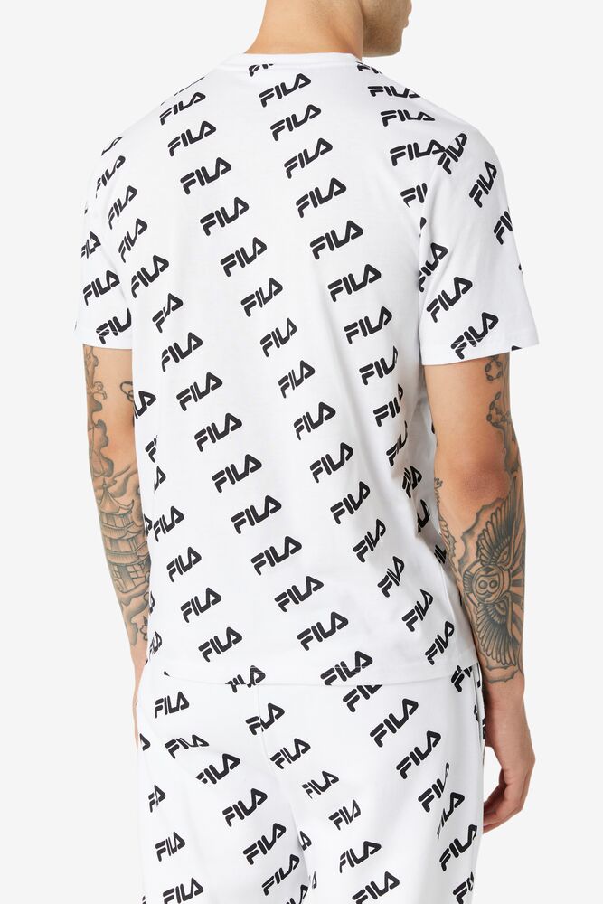 Tops Fila Diagonal Logo Tee Unisex Blancas Negras | 312067DUB