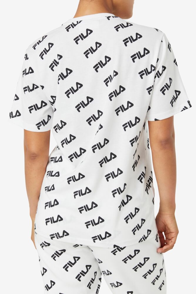 Tops Fila Diagonal Logo Tee Unisex Blancas Negras | 312067DUB