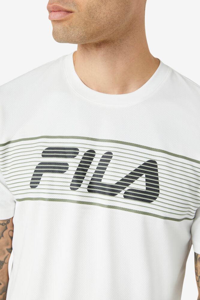 Tops Fila Ehsan Crew Hombre Blancas Verde | 768134ZGX