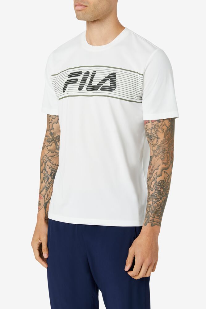 Tops Fila Ehsan Crew Hombre Blancas Verde | 768134ZGX