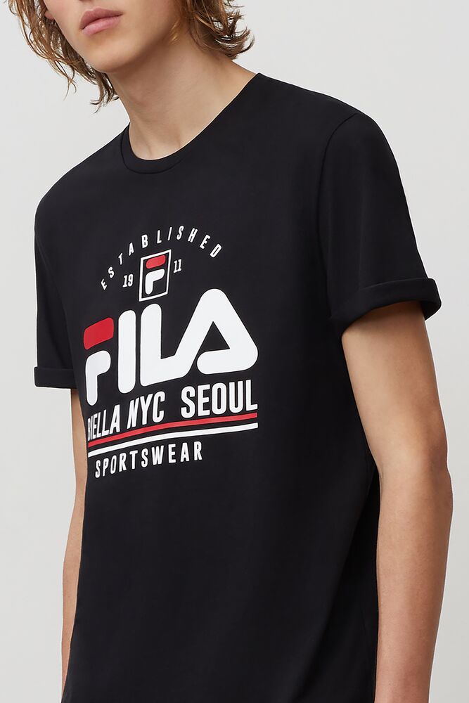 Tops Fila Erico Graphic Tee Hombre Negras | 582617CRU