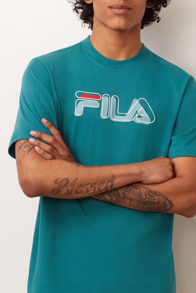 Tops Fila Feechi Tee Hombre Paci/Dtrq/Cred | 283697CQU