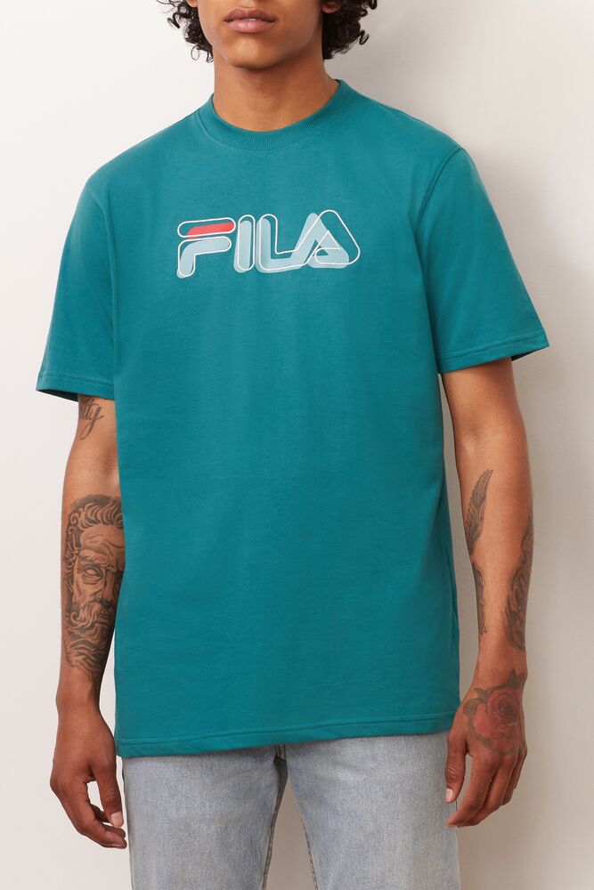 Tops Fila Feechi Tee Hombre Paci/Dtrq/Cred | 283697CQU