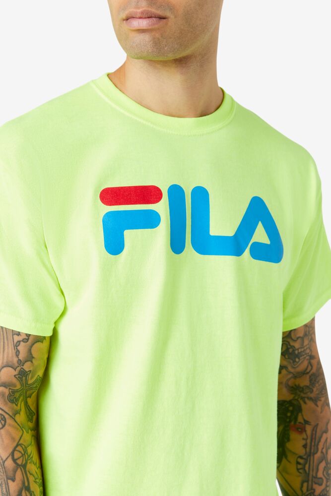 Tops Fila Fila Logo Tee Hombre Amarillo Azules Rojas | 782314UMA