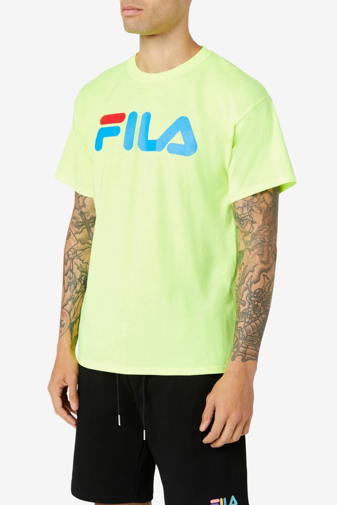 Tops Fila Fila Logo Tee Hombre Amarillo Azules Rojas | 782314UMA