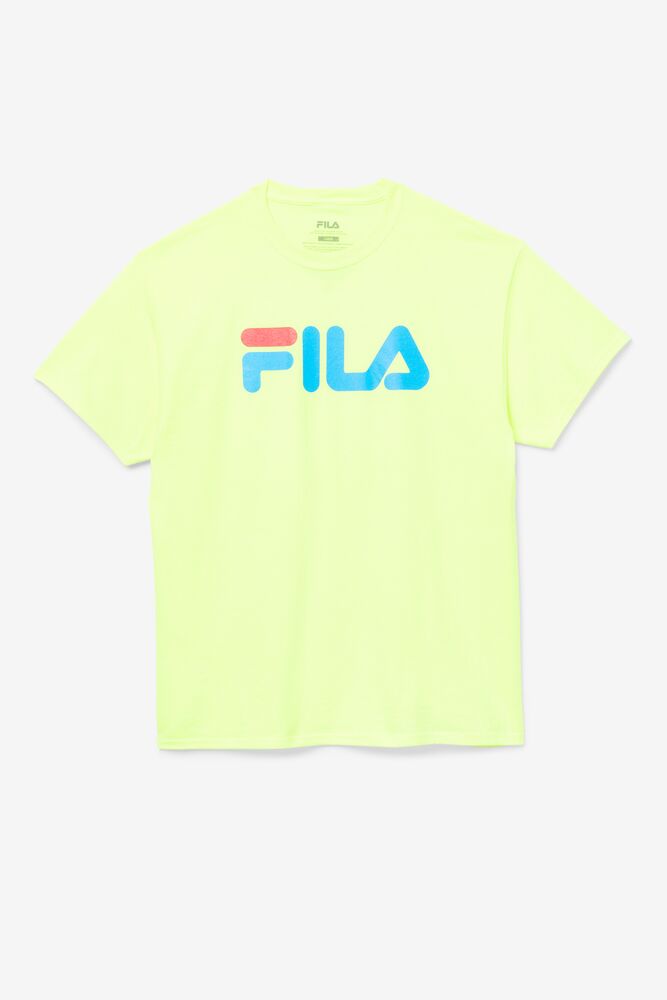 Tops Fila Fila Logo Tee Hombre Amarillo Azules Rojas | 782314UMA