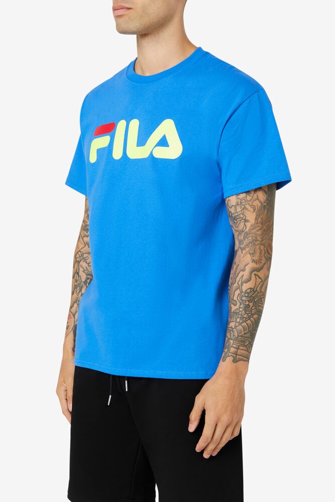 Tops Fila Fila Logo Tee Hombre Azules Amarillo Rojas | 693028FCN