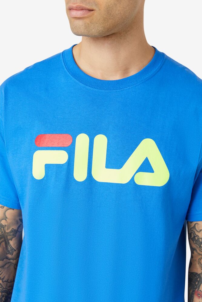 Tops Fila Fila Logo Tee Hombre Azules Amarillo Rojas | 693028FCN