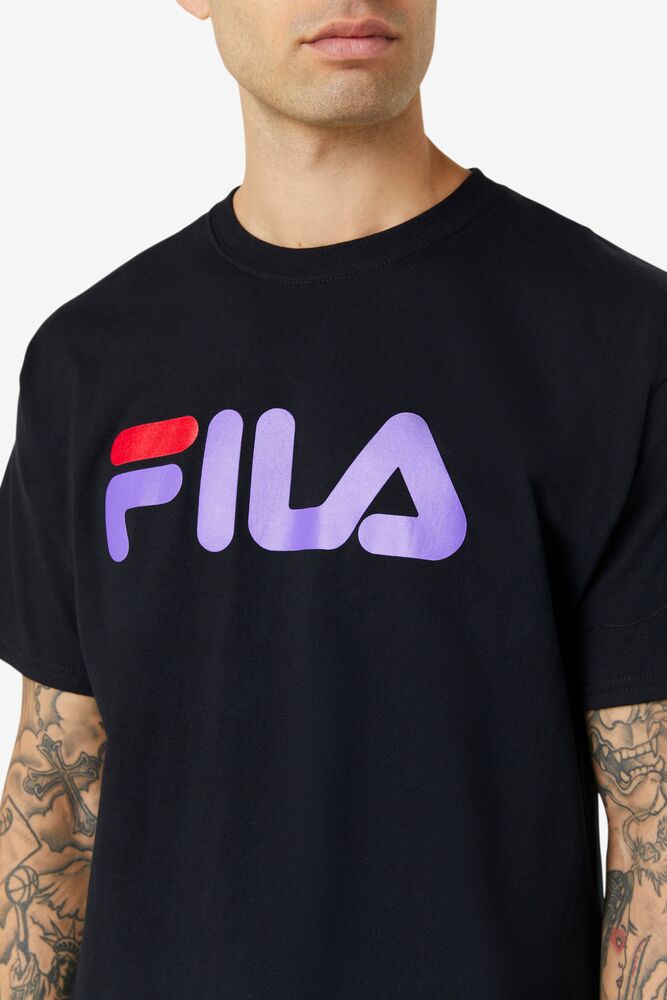 Tops Fila Fila Logo Tee Hombre Negras Moradas Rojas | 814593MQW