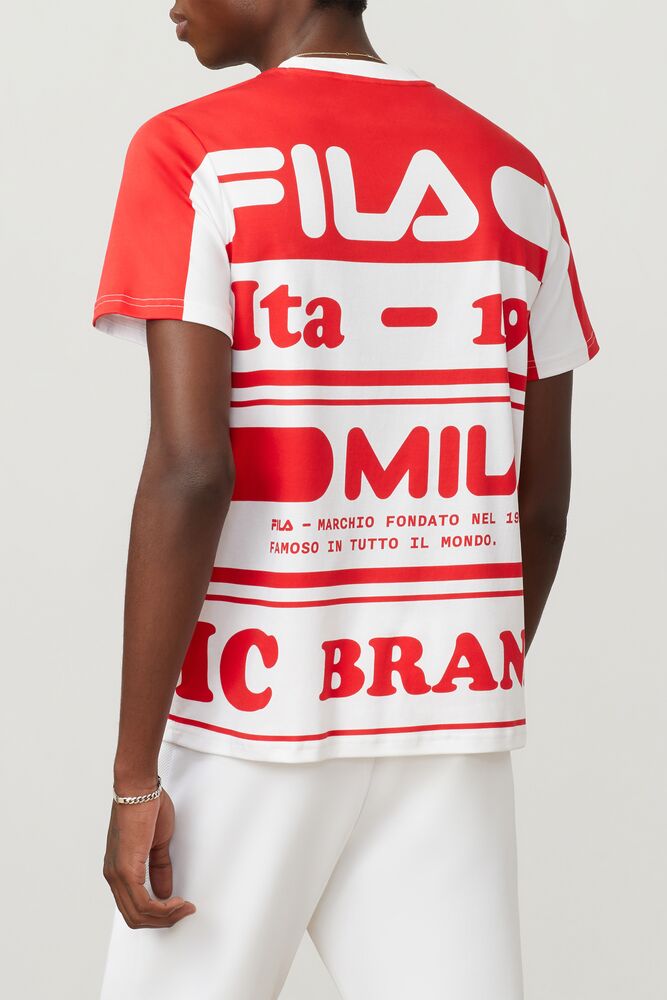 Tops Fila Fila Milano Printed Cotton Tee Hombre Rojas | 635402KWS