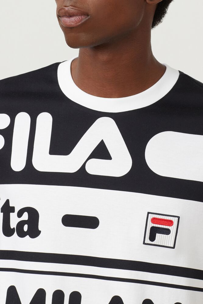 Tops Fila Fila Milano Printed Cotton Tee Hombre Negras | 029368XED