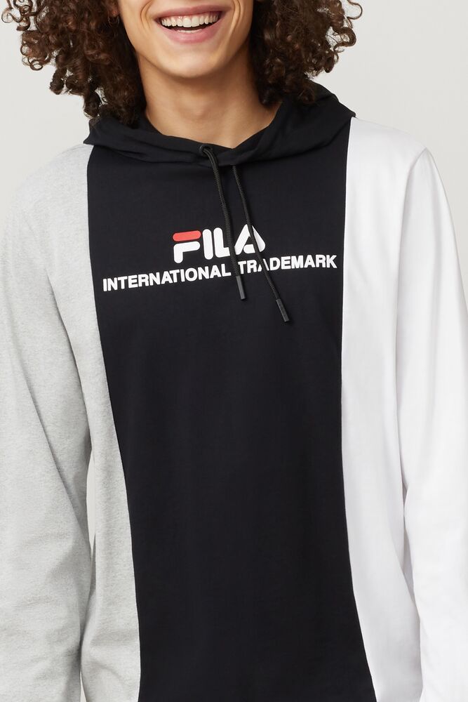 Tops Fila Flavio Hooded Tee Hombre Blk/Lgrym/Wht | 361928WHP