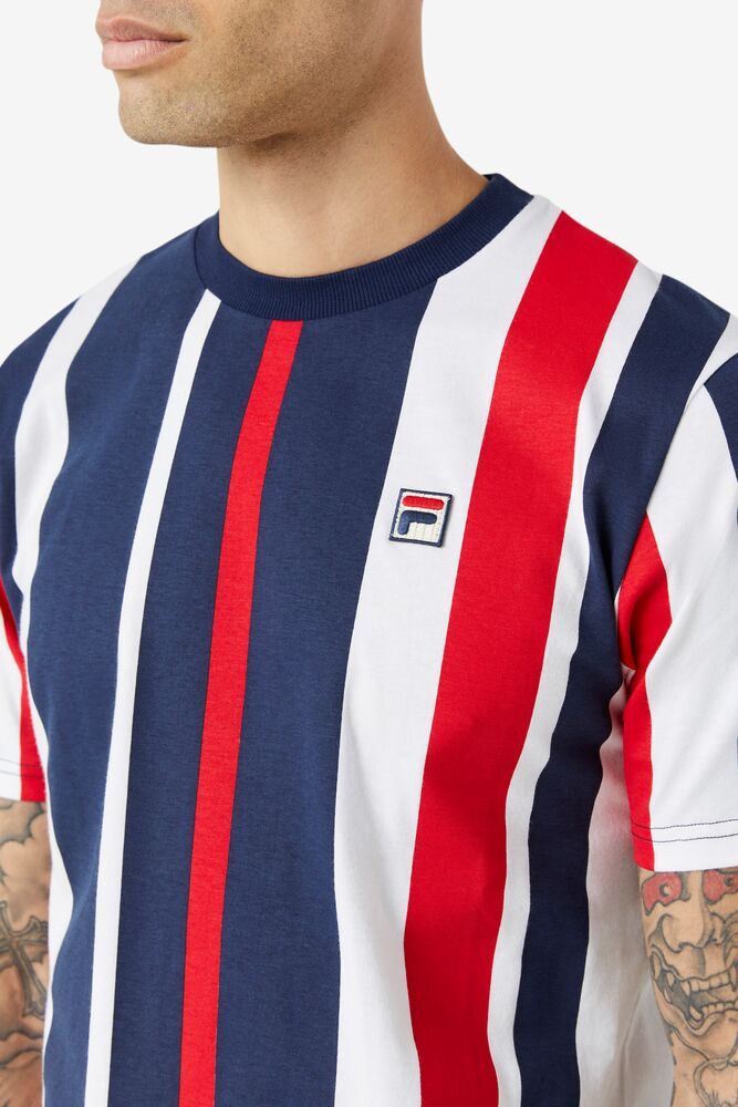 Tops Fila Gach Striped Tee Hombre 410 Peacoat | 983104DCM