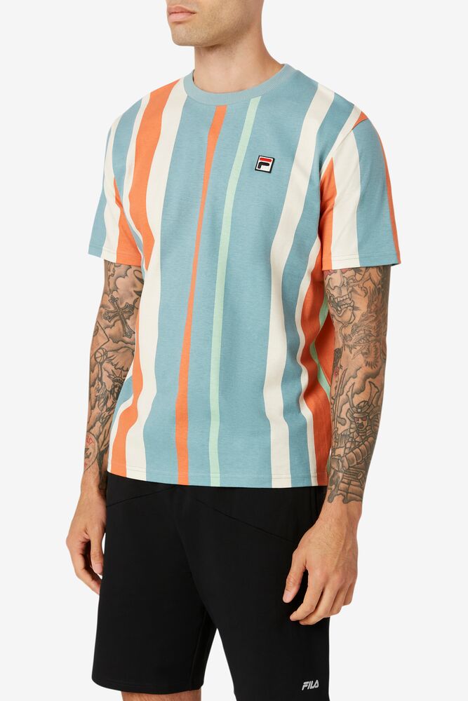 Tops Fila Gach Striped Tee Hombre 414 Artic | 125378PMO