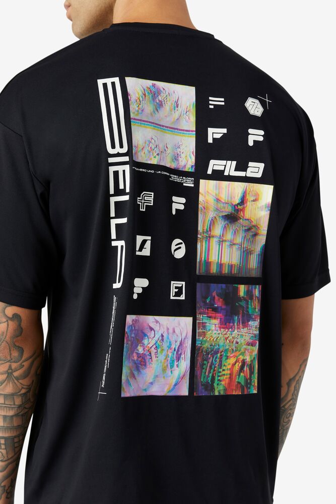 Tops Fila Glitch Graphic Tee Hombre Negras | 213907KTU