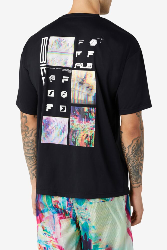 Tops Fila Glitch Graphic Tee Hombre Negras | 213907KTU