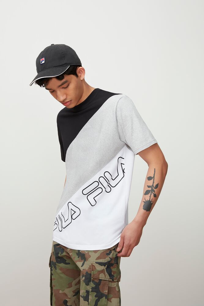 Tops Fila Grove Tee Hombre Blk/Lgrym/Wht | 350218MUY