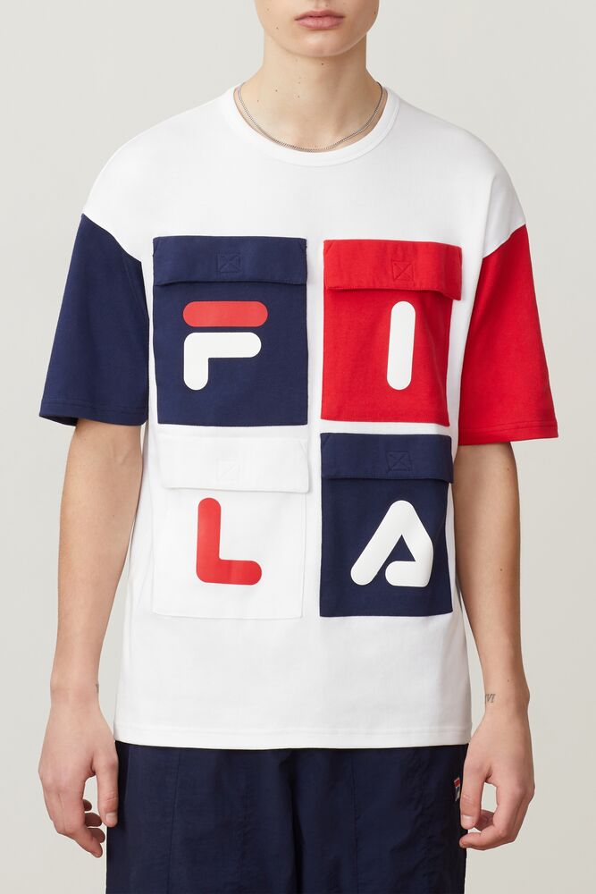 Tops Fila Hakon Tee Hombre Wht/Peac/Cred | 746982XIZ