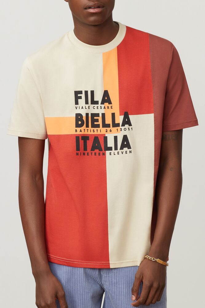 Tops Fila Haru Tee Hombre Chili/Corg/Blk | 137298PRT