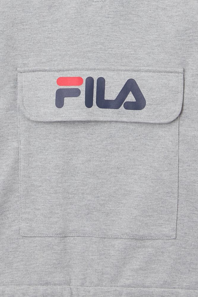 Tops Fila James Hoodie Unisex Gris | 579160QEY