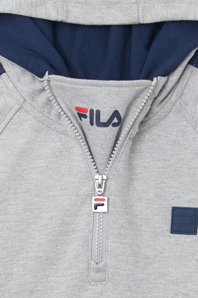 Tops Fila James Hoodie Unisex Gris | 579160QEY