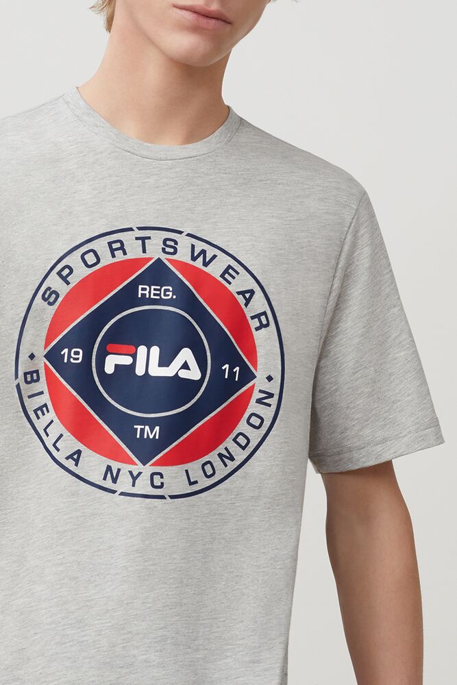 Tops Fila Jordao Graphic Tee Hombre Greyheather | 721540EXP