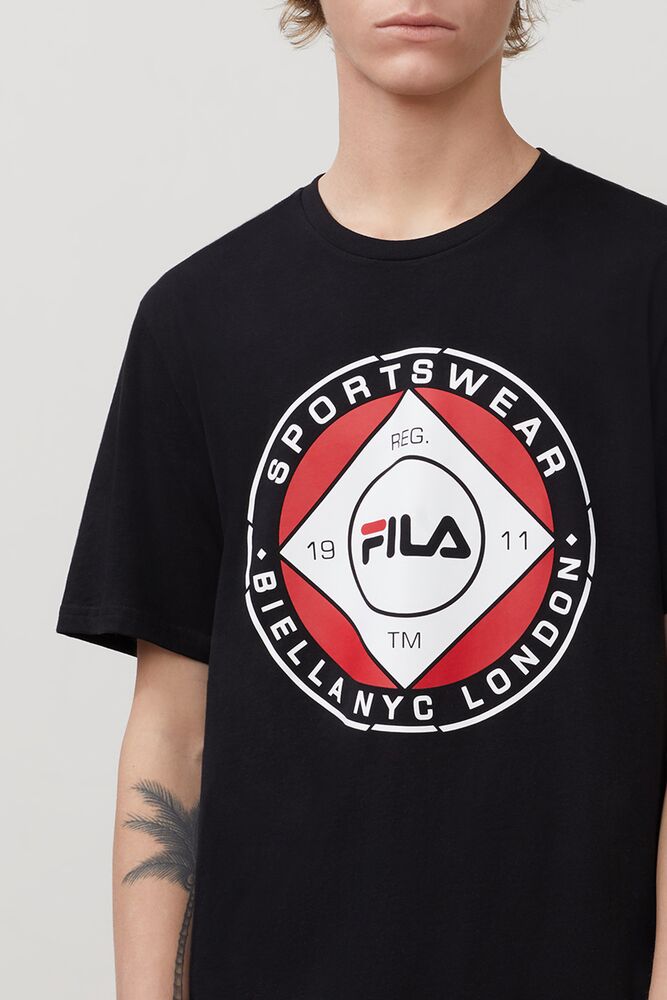 Tops Fila Jordao Graphic Tee Hombre Negras | 387019MFO