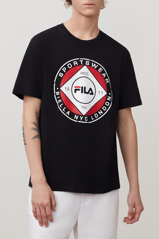 Tops Fila Jordao Graphic Tee Hombre Negras | 387019MFO