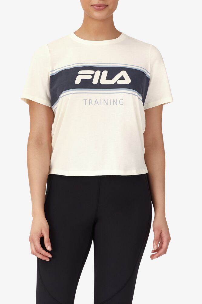 Tops Fila Keep It Cool Tee Mujer Blancas Azules | 567489MLC