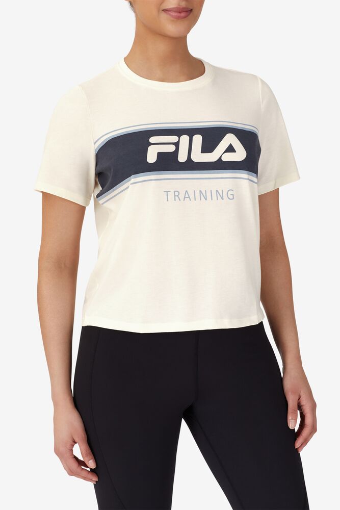 Tops Fila Keep It Cool Tee Mujer Blancas Azules | 567489MLC