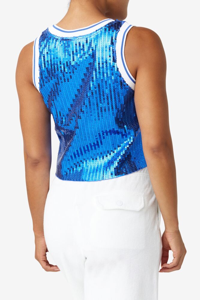 Tops Fila Kiki Glam Crop Jersey Mujer Azules | 829031FTB