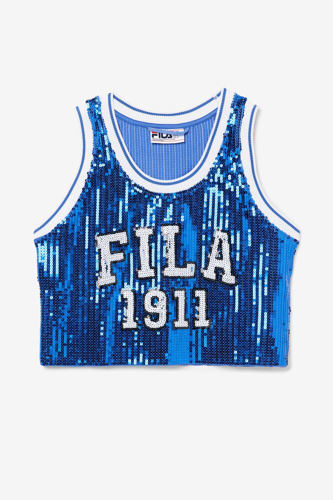 Tops Fila Kiki Glam Crop Jersey Mujer Azules | 614372IQC