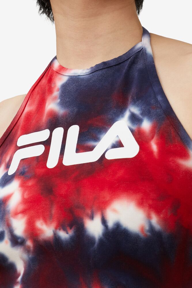 Tops Fila Leah Tie Dye Halter Tank Mujer Blancas | 719520EBG