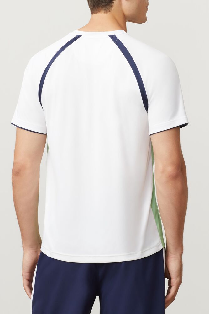 Tops Fila Legend Ombre Print Crew Hombre Wht/Navy/Pblu | 297361RIM