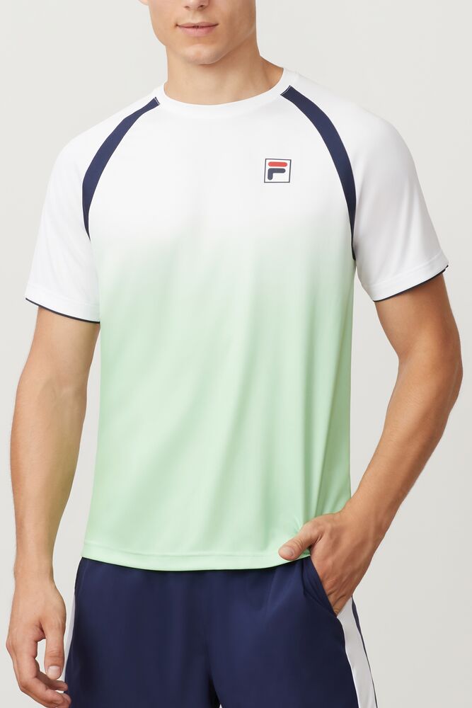 Tops Fila Legend Ombre Print Crew Hombre Wht/Navy/Pblu | 297361RIM