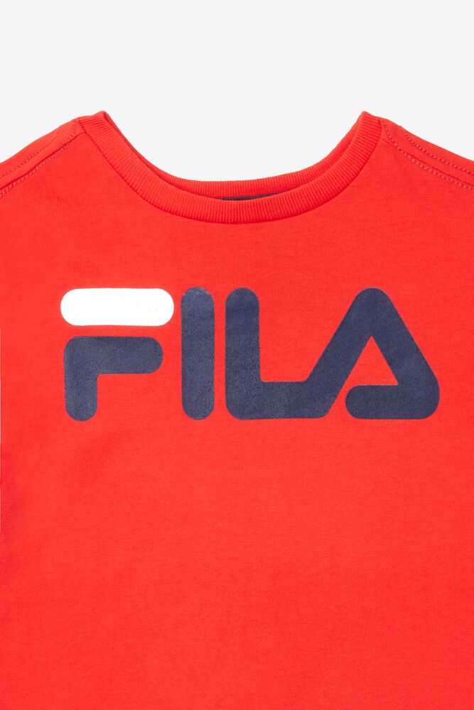 Tops Fila Logo Tee Unisex Rojas | 294681PQK