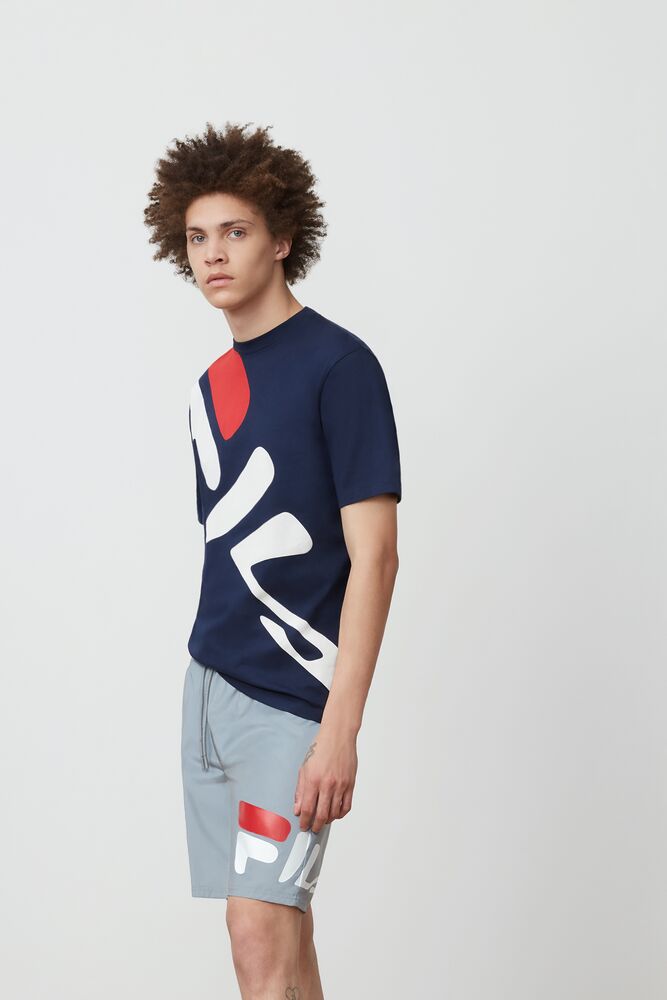 Tops Fila Marcel Graphic Tee Hombre Peacoat | 659270WIP