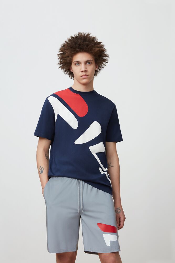 Tops Fila Marcel Graphic Tee Hombre Peacoat | 659270WIP