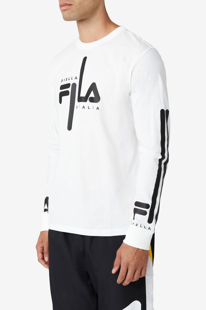 Tops Fila Martino Long Sleeve Tee Hombre Blancas Negras | 257016PHM