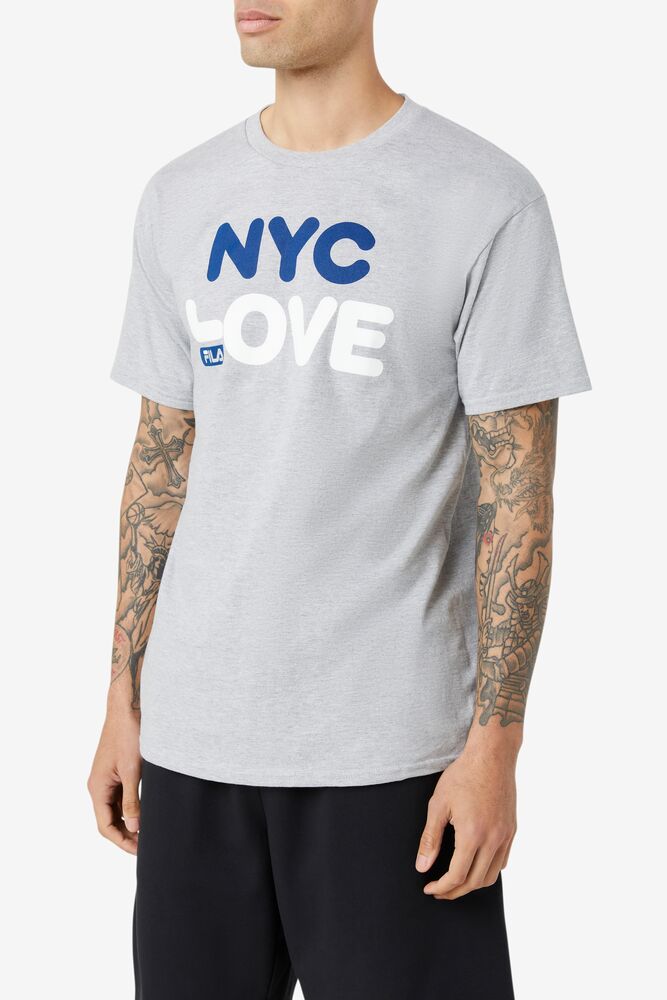 Tops Fila Nyc Love Tee Hombre Gris | 678943DBC